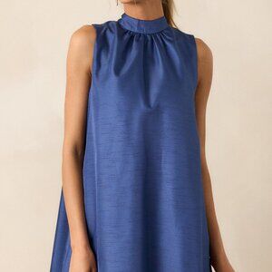 Red Dress Nautical Nights Royal Blue Tie Neck Mini Dress Size MM / Blue